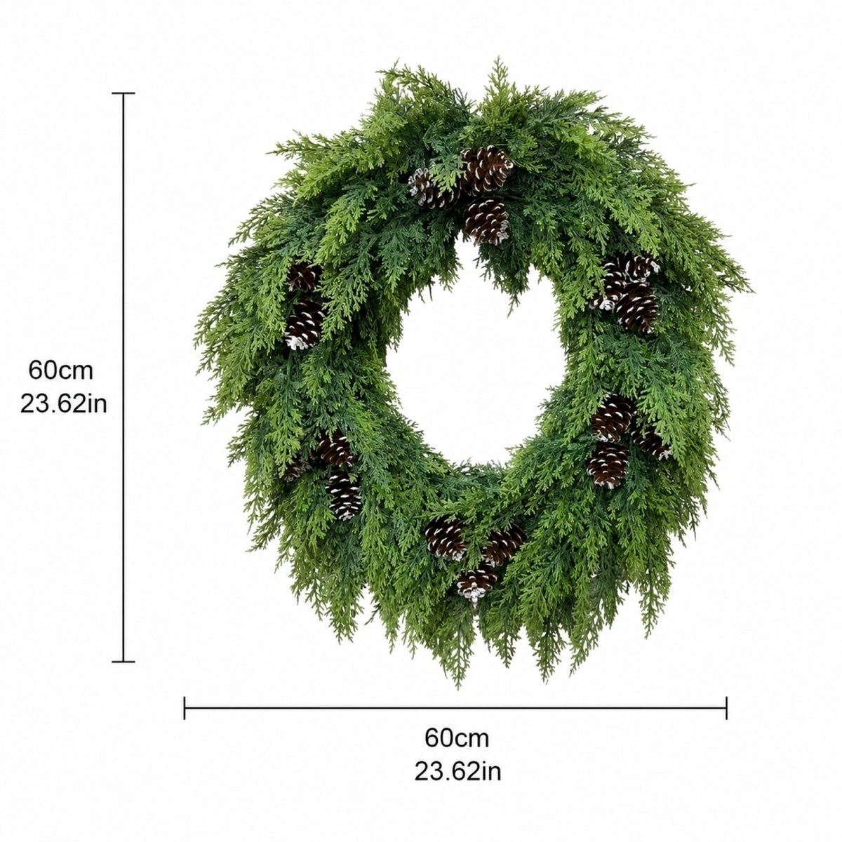 Christmas Pine Wreath, Outdoor Christmas Decorations, Xmas Door Wreath for Home, Holiday, Party, Fireplace, Mantle, Wall, Windows Decor