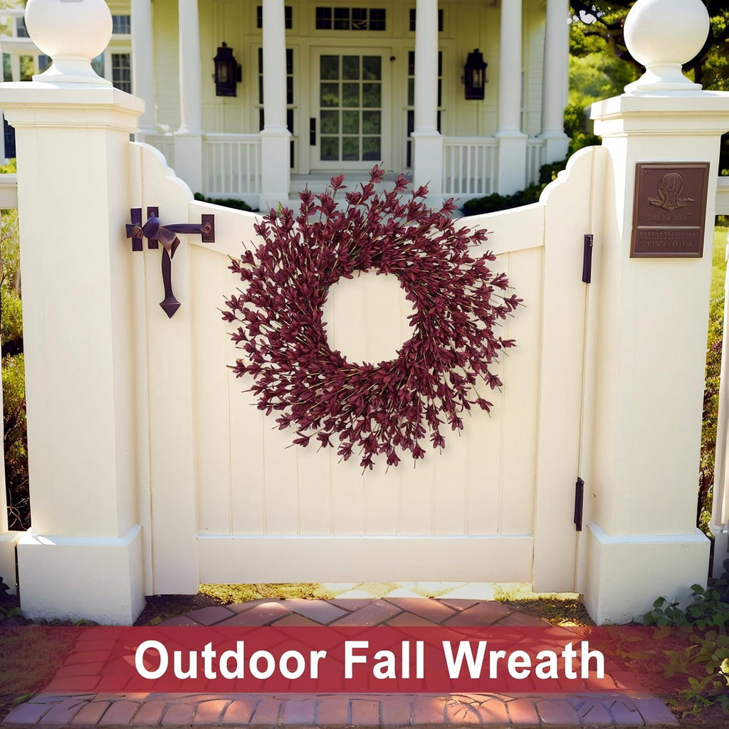 26 Inch Realistic Fall Wreaths for Front Door Outside Autumn Wreath Outdoor Indoors Fall Decorations for Home Thanksgiving Halloween Holiday Decorations Clearance for Wall Porch Door (Wheat)