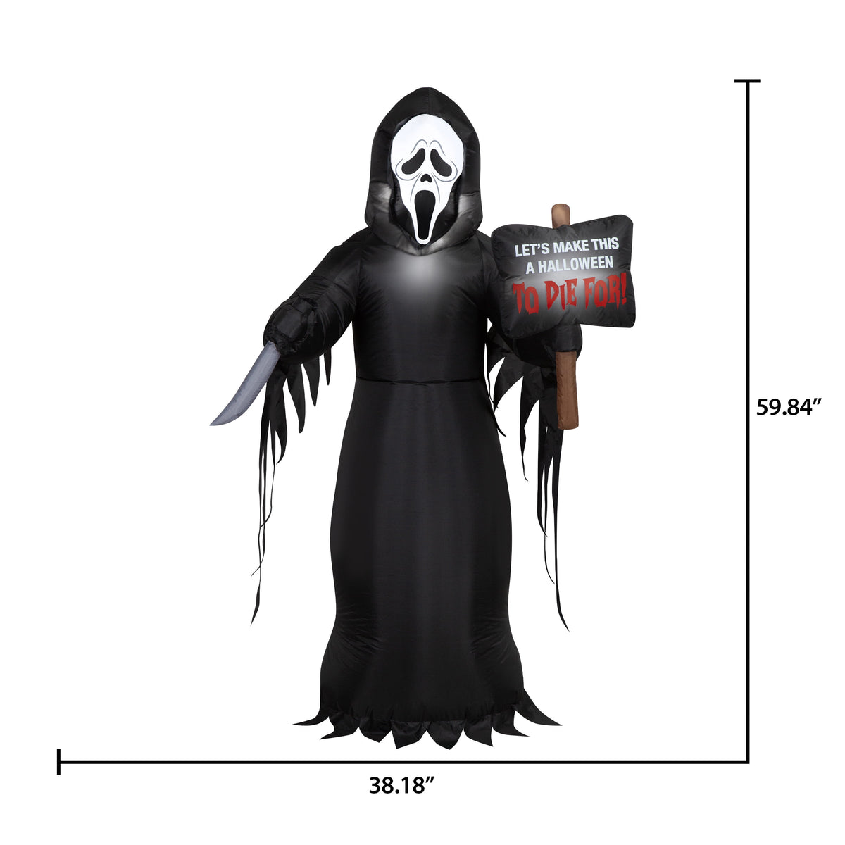 Airblown Halloween Yard Inflatable Light Ghostface Medium FunWorld, 5 ft