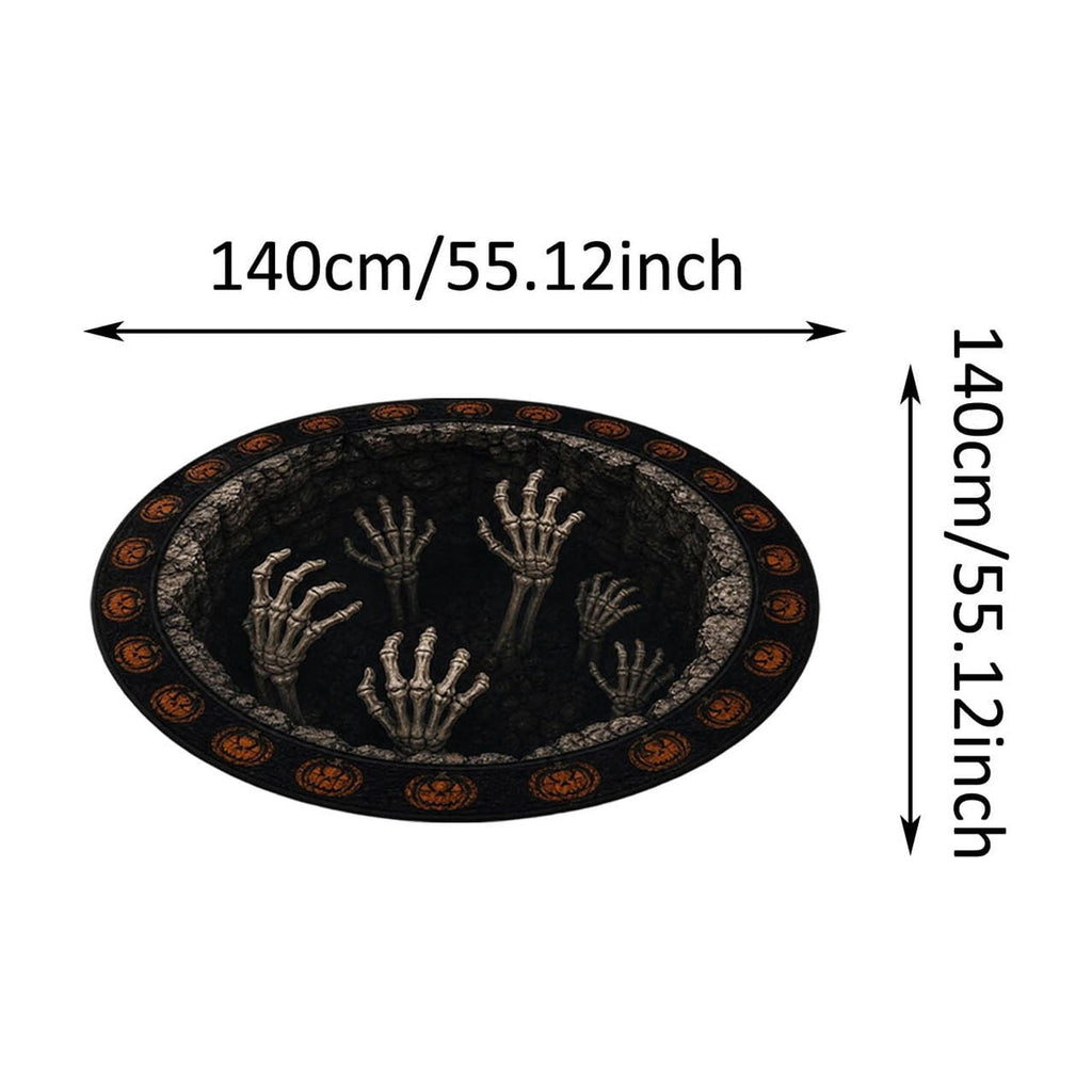 3D Visual Halloween Round Rug Non Soft Velvet Glowing Ghost Black Hole Floor Mat for Living Room Bedroom Entryway(White Purple-140cm)